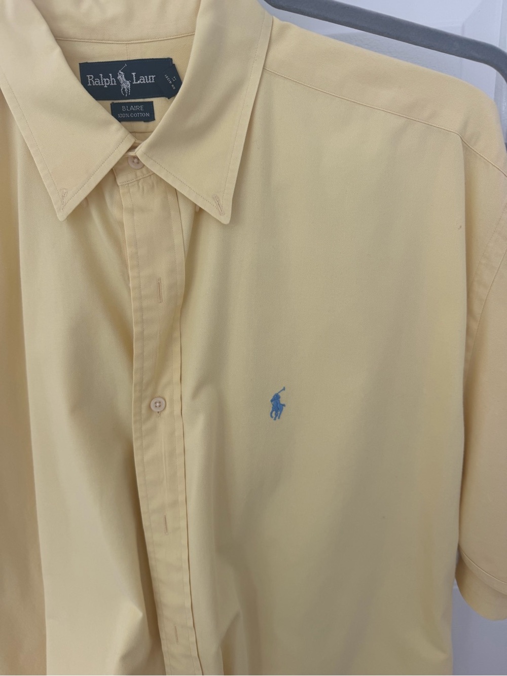 Ralph Lauren Men’s Light Yellow Short-Sleeve Button-Down Shirt. New